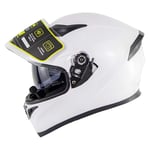 BOOM Built-In Bluetooth Motorcycle Helmet Anti-Fog Visor Flip Up Helmet with Bluetooth Microphone Speaker Headset Noise-Free for Adult Men Women,S