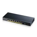 ZYXEL GS1900-10HP V2, 8-PORT GBE L2 POE SMART SWITCH + 2 SFP SLOTS, 802.3AT, DESKTOP, FANLESS, 70 WA