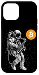 Coque pour iPhone 12 mini Bitcoin Space Jazz Astronaut crypto sax saxophonist moon