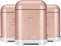 UK Tower T826015R Kitchen Storage Canisters Glitz Range Blush Pink Set Of 3 Uk