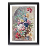 Big Box Art Still Life with Flowers Vol.2 by Jan Van Huysum Framed Wall Art Picture Print Ready to Hang, Black A2 (62 x 45 cm)