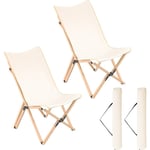 COSTWAY Chaise de Jardin Extérieur Lot de 2 Style Papillon, Chaise Pliante Camping Portable Bambou avec Sac, Chaise Extérieur Intérieur pour