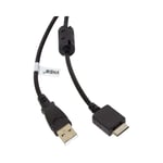 vhbw câble de données USB (type A sur lecteur MP3) câble de chargement compatible avec Sony Walkman NWZ-A815PNK lecteur MP3 - noir, 150cm