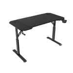 MARSGAMING MGD-ERGO120, Bureau Hauteur Réglable 3 Positions, Surface Ergonomique, Structure Métallique, Tapis XXL, Support Casque et Boisson, Gestion des Câbles, Bureau Gaming 120x60cm, Noir