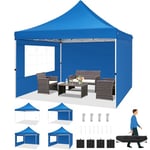 TOOLUCK Barnum Pliant 3x3m Tonnelle Pliante 3x3 Tonnelle de Jardin Exterieur Imperméable Professionnel Tente de Reception avec 3 Parois Latérales Tonnelle Tente UV 50+, Bleu