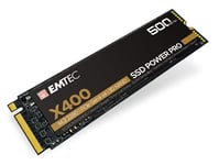 Emtec ECSSD500GX400 - Disque SSD Interne - M.2 2280 NVMe - PCIe Gen4x4 - Collection X400 Power Pro - 500Go, 500GB - 3D NAND - Idéal pour gamer, jeux vidéos, charge de travail intensives.