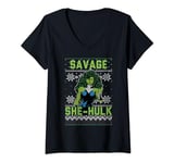 Marvel She-Hulk Savage Ugly Christmas T-Shirt avec Col en V