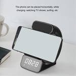 (Black)3 In 1 Speaker PC ABS Alarm Clock With Wireless Charging For