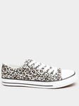 Yours Clothing Leopard Low Top Trainer, Brown, Size Eee, Women