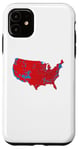 Coque pour iPhone 11 Red Wave Carte des États-Unis dans l'élection présidentielle de 2024