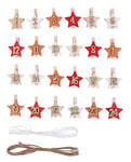 Rayher Calendrier de l’avent ETOILES avec pinces à linge numérotées, coloré, 1 set, 26 pces., pinces à linge, cordons 2X2,30m, Noël-46719000