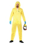 Smiffys Breaking Bad Costume in Yellow for Adults, Hazmat Suit, Latex Mask, Gloves, and Goatee, Officially Licensed, Channel Your Inner Heisenberg, Perfect for Stag and Hen Nights