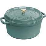 3272340057717 Staub Round Cast Iron Pot - 6.7 ltr, Eucalyptus