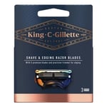 Gillette King C. Blade Refills, rakning och konturering, gör det möjligt att nå svåra områden, paket med 3 refillblad