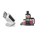 Bloc-couteaux Ninja Foodi StaySharp avec Affûteur, 6 Pièces Aiguisés, Acier Inoxydable, K62006EUWH + Ninja 3-en-1 Robot de cuisine et mixeur avec 5 programmes: Bol 1,8L, 1200W,Auto-iQ, BN800EU