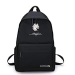The New Trend Little Daisy School Bag Female Backpack School Bag Canvas wear-Resistant Female Backpack Fashion Outdoor Backpack 30 * 14 * 44cm Black