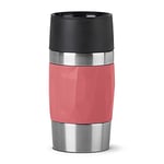 Tefal Mug isotherme rose 0,3 L, Isolation double paroi, Maintien boissons chaudes 3h, Fraîches 6h, Acier inoxydable, Revêtement silicone, Travel Mug Compact N2160410