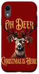 Coque pour iPhone XR Oh Deer, Christmas Is Here ! Funny Christmas Buck Elk Antler