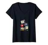 Womens MTV Multiple TV Screens Classic Logo Design V-Neck T-Shirt