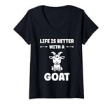 Womens Small Animals Goat quote life is better with a Goat V-Neck T-Shirt