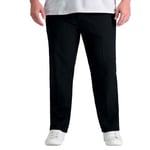 Haggar Men's Cool Right Performance Flex Straight Fit Flat Front Pant-reg. and Big & Tall, Black - Bt, 46W x 30L