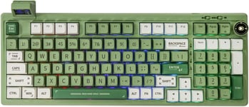 Rt100 Clavier Mecanique De Jeu Bt5.0/2.4G/Usb-C Avec Ecran D'Affichage Personnalisable,97 Touches,Switch Hot-Swap,Batterie 5000 Mah Pour Pc/Mac/Linux((Us)Vert,Flamingo Switch)