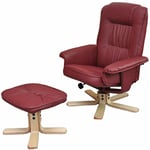 Fauteuil relax /de relaxation M56 avec pouf, simili-cuir, bordeaux