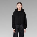 G Star Raw Womens G-Star RAW Oversized Cropped Hoodie - Black Cotton - Size Medium