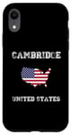 Coque pour iPhone XR Conception de carte vintage du drapeau américain de Cambridge, États-Unis