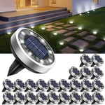 btfarm Lot de 24 Lampe Solaire Au Sol, 8 LED Jardin Exterieur Solaire Etanche IP65 Lumiere Solaire, Spot Solaire Extérieur pour Chemins Pelouse Terrasse Allée Cour Piscine, Blanc Froid