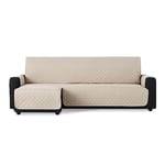 MAXIFUNDAS | Padded Chaise Longue Sofa Cover Left Arm 280 cm - Extra Soft Sofa Cover Beige - Sofa Cover with Back Ties - Chaise Longue Protector Sofa Model MAUI