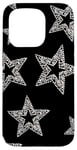 iPhone 15 Pro White Mosaic Star Pattern On Black Y2K Star Case