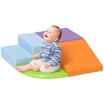 HOMCOM 4 Blocs de Construction XL - modules de motricité - Jouets éducatifs - Parcours motricité Enfant Mousse EPE polyuréthane, Vert, Orange Clair, Violet Clair, Bleu Clair