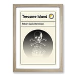 Big Box Art Book Cover Treasure Island Robert Louis Stevenson Framed Wall Art Picture Print Ready to Hang, Oak A2 (62 x 45 cm)