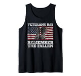 Veterans Day Remember the Fallen USA Flag Soldiers Boots Tank Top