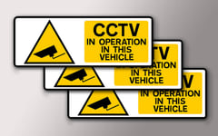 3 SMALL CCTV IN OPERATION IN THIS VEHICLE STICKER 75mmx 25mm