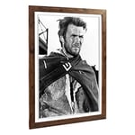 Big Box Art Framed Print of Clint Eastwood (2) Design | Wall Art Picture | Home Decor for Kitchen, Living, Dining Room, Lounge, Bedroom, Hallway, Office, Walnut, A2 / 24.5x18 Inch / 62x45cm