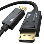 KabelDirekt – 2x 8K DisplayPort & DP cable, A.I.S. shielding & official VESA certification – 2m (for DP 1.4 gaming PCs/laptops/graphics cards/monitors with 8K@60Hz, 4K@120Hz, 144Hz/165Hz/240Hz) by