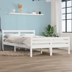 Cadre de lit Blanc Bois massif 120x190 cm Petit double The Living Store Blanc