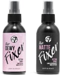 W7 the Fixer Duo - Makeup Setting Spray 2Pcs Set - Dewy & Matte Finishes for Fix