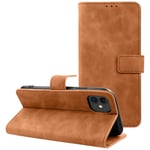 Etui Type Portefeuille Iphone 11 Camel Aspect Nubuck