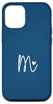 Coque pour iPhone 12/12 Pro Lettre initiale M minimaliste monogramme bleu marine