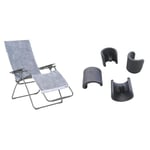 Lafuma MOBILIER Drap de Bain pour Fauteuil Relax, 100% Coton, Couleur : Iroise, LFM2972-9302 & Kit de 4 Patins pour Fauteuil Relax et Chaise Longue, Diamètre: 20 mm, Couleur: Anthracite, LFM2843-1229