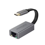 PROMATE High Speed USB-C to RJ45 Gigabit Ethernet Adapter. Compact Design, Premuim Aluminum Alloy, Supports All USB-C Devices such as Laptops, Tablets, &amp; Mobiles. Plug &amp; Play. Grey Colour. (p/n: GIGALINK-C.GRY)