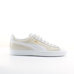 Puma Basket Crocodile White Leather Mens Lace Up Trainers 358872 01 - Size UK 3