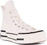 Converse A00915C Chuck 70s Plus Hi Lace Up Trainers Cream Womens Size 3 - 8