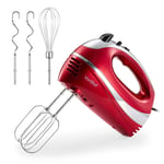 Hand Mixer Electric Whisk – VonShef Red Food Mixer for Baking, 5 Speeds – 300W