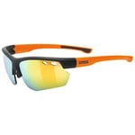 uvex Sportstyle 115 - Lunettes de Sport pour Hommes et Femmes - Effet Miroir - Verres Interchangeables Dans les Catégories de Filtres 0, 1 et 3 Compris - Black Matt/Orange - One Size