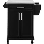 FKW110-SCH Desserte Roulante Chariot de Cuisine Meuble de Rangement à roulettes Chariot de Service Buffet Multifonctionnel avec Porte et Tiroir