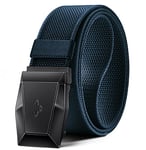 BULLIANT Ceinture Tactique, Ceinture Homme Militaire Travail Pompier Ceinturon 3,8cm,Boucle à Dégagement Rapide(Bleu Marin-145cm/46-50" taille réglable)